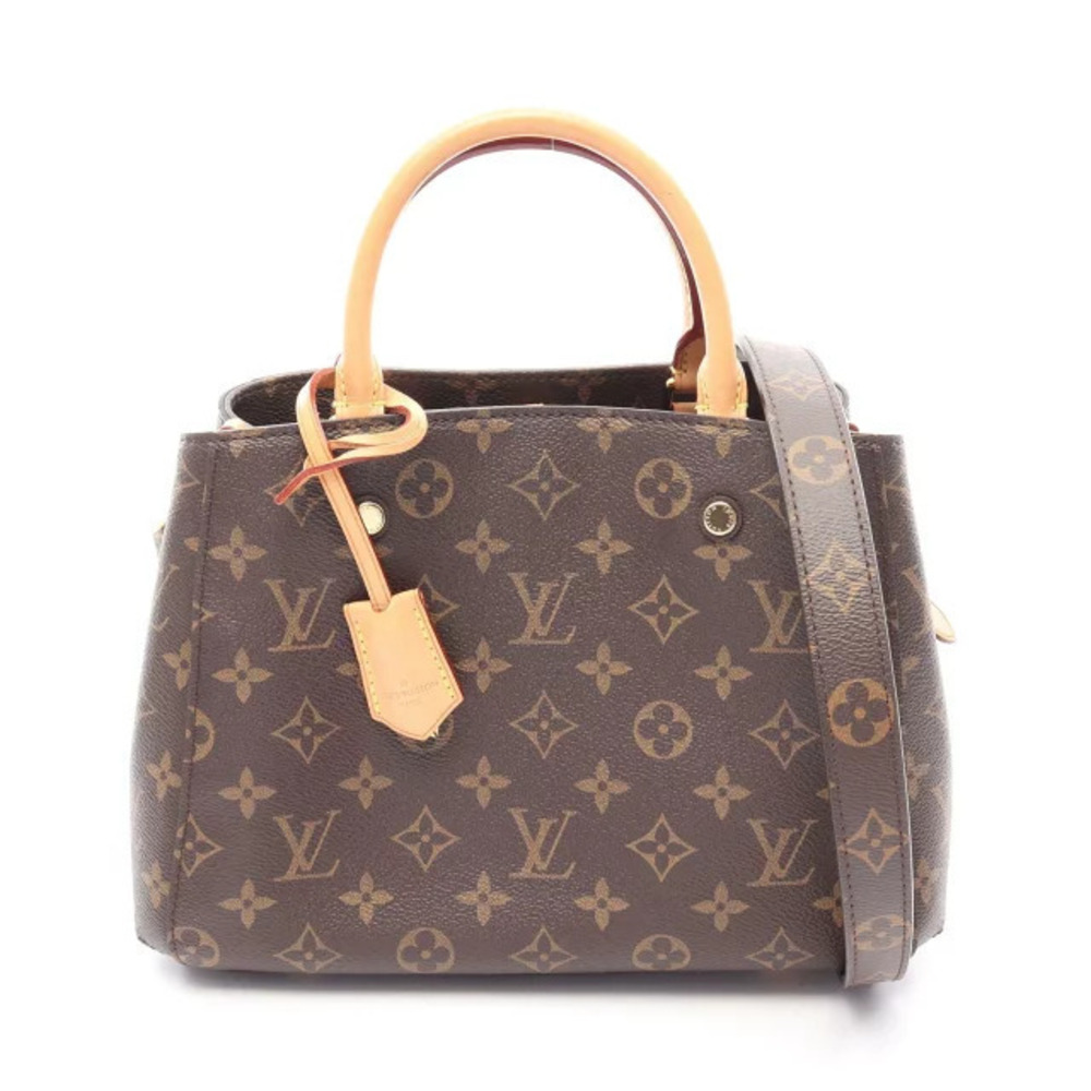 Louis Vuitton Montaigne Monogram Handbag Canvas Leather Brown